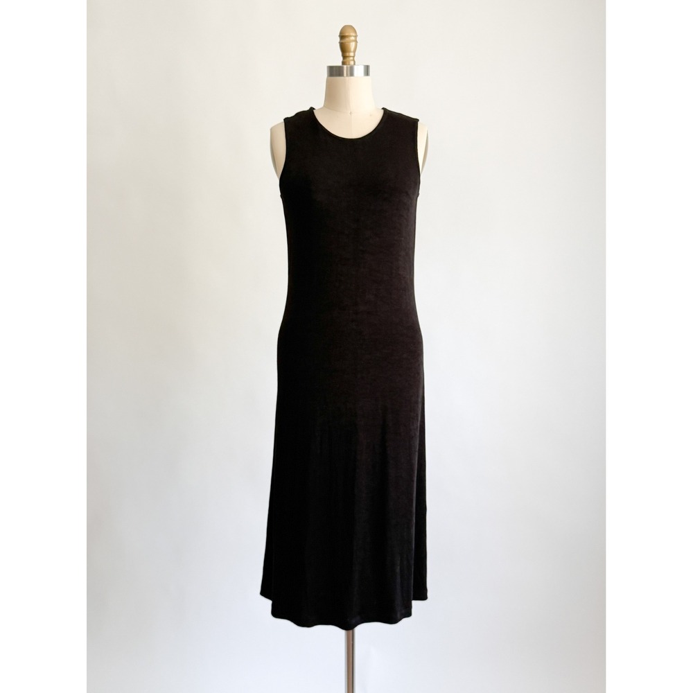 Vintage TravelSmith Sleeveless‎ Midi Dress Petite S Black A-Line Scoop Neck